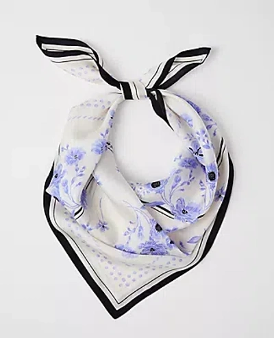 Ann Taylor Floral Silk Scarf In White