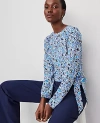 Ann Taylor Petite Floral Silky Wrap Blouse In Winter White