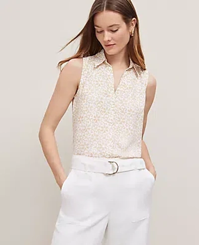 Ann Taylor Floral Sleeveless Shirt In Sands Edge