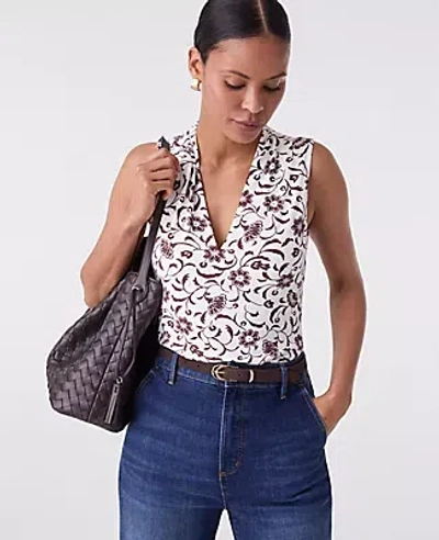 Ann Taylor Floral Sleeveless V-neck Top