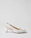 Ann Taylor Floral Slingback Leather Kitten Heel Pumps In White
