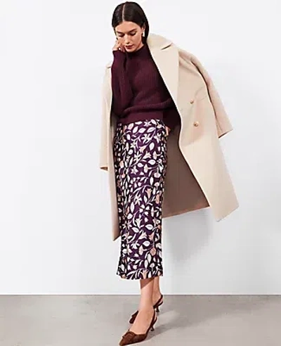 Ann Taylor Floral Slip Skirt In Purple Moon