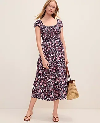 Ann Taylor Floral Smocked Midi Dress