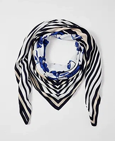 Ann Taylor Floral Square Scarf In White