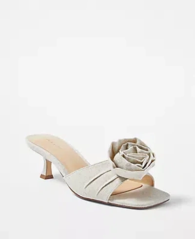 Ann Taylor Floral Statement Sandals In Ivory Linen