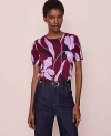 Ann Taylor Floral Sweater Tee In Burgundy