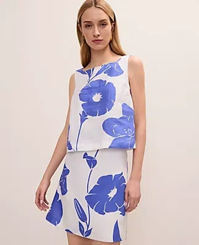 Ann Taylor Floral Tank Top In Blue