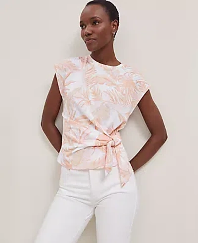 Ann Taylor Floral Tie Waist Tee In Blush