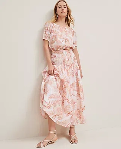 Ann Taylor Floral Tiered Full Skirt In Blush