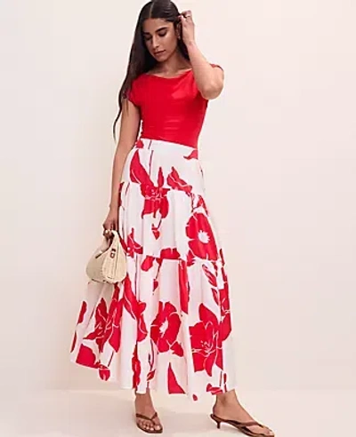 Ann Taylor Floral Tiered Full Skirt In Multi