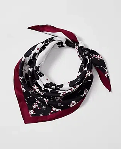Ann Taylor Floral Triangle Silk Scarf In White