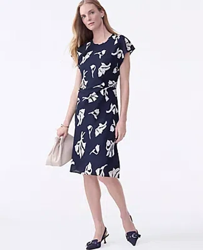 Ann Taylor Floral Twist Midi Dress In Black