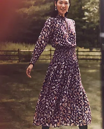 Ann Taylor Floral V-neck Maxi Dress In Purple Moon