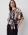 Ann Taylor Floral Wrap Blouse In Black B