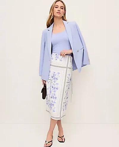 Ann Taylor Floral Wrap Midi Skirt In Blue