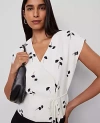 Ann Taylor Floral Wrap Tie Waist Blouse