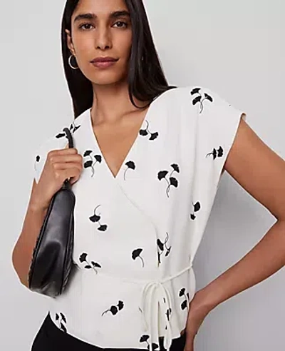 Ann Taylor Floral Wrap Tie Waist Blouse