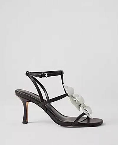Ann Taylor Flower-embellished Leather Sandals In White
