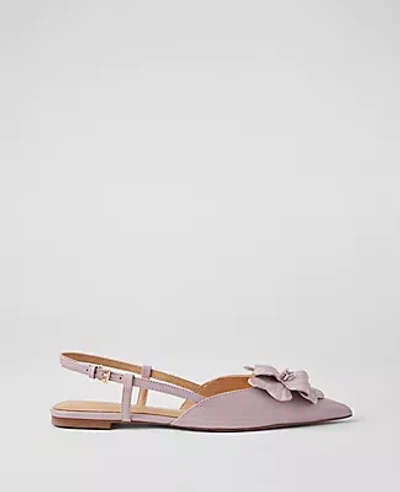 Ann Taylor Flower Nip Toe Leather Slingback Flats In Lilac Bud