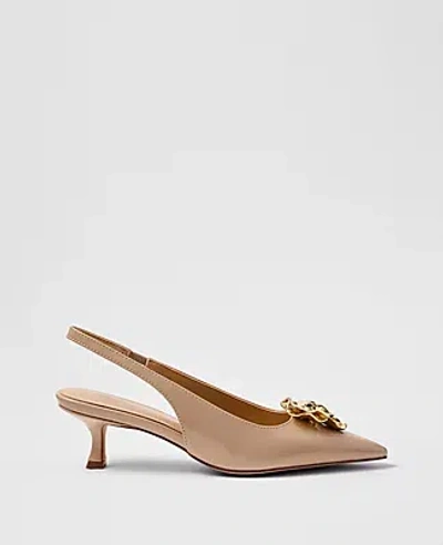 Ann Taylor Flower Patent Slingback Pump In Brown