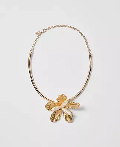 Ann Taylor Flower Statement Cuff Necklace In Gold