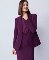 Ann Taylor Fluid Crepe Fitted Long Blazer In Purple