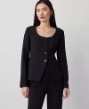 Ann Taylor Fluid Crepe Fitted U-neck Jacket In Black
