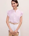 Ann Taylor Flutter Sleeve Button Down Blouse