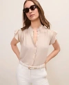 Ann Taylor Flutter Sleeve Button Down Blouse