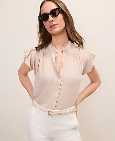 Ann Taylor Flutter Sleeve Button Down Blouse