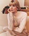 Ann Taylor Foil Cable Mock Neck Sweater In Ivory Whisper