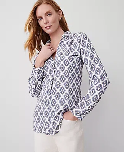 Ann Taylor Foulard Camp Shirt In Winter White