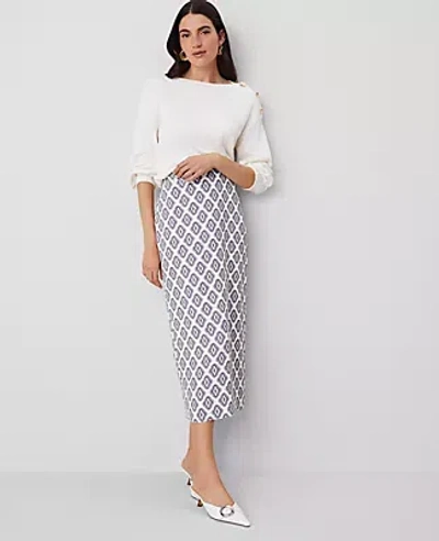 Ann Taylor Foulard Column Midi Skirt In Winter White