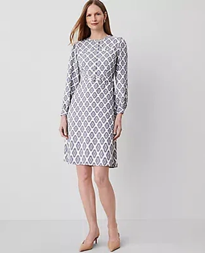Ann Taylor Foulard Flare Dress In Winter White