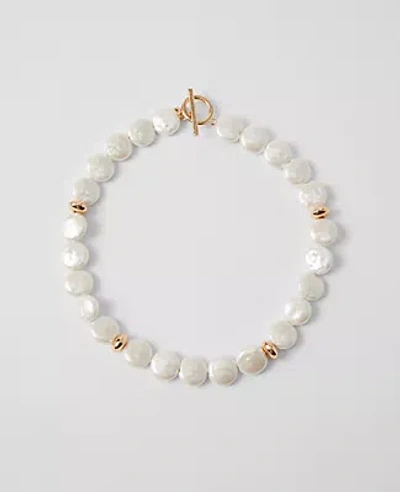 Ann Taylor Freshwater Pearl Disc Necklace In Ivory
