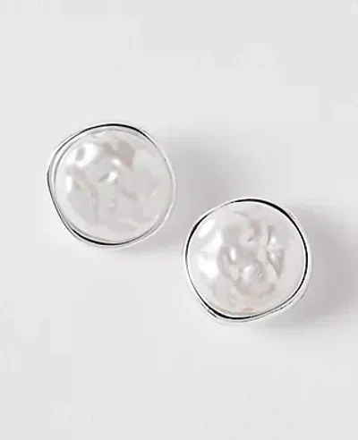 Ann Taylor Freshwater Pearl Stud Earrings In Metallic