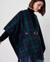 Ann Taylor Fringe Belted Poncho In Rainforest