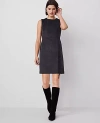 Ann Taylor Fringe Sleeveless Sheath Dress In Charcoal Stone Melange