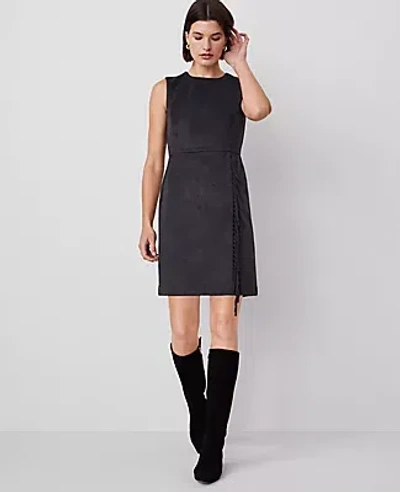 Ann Taylor Fringe Sleeveless Sheath Dress In Charcoal Stone Melange