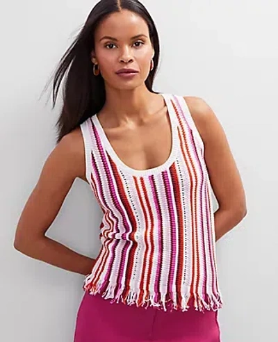 Ann Taylor Fringe Striped Shell Top