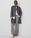 Ann Taylor Funnel Neck Tailored Coat In Light Charcoal Heather