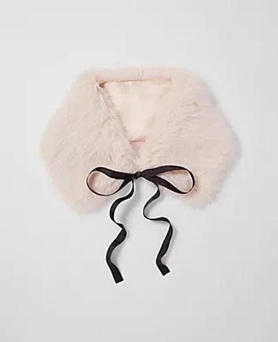 Ann Taylor Fuzzy Tie Collar In Pale Sand Heather