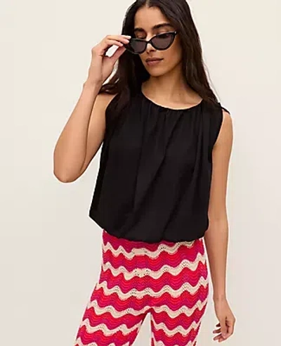 Ann Taylor Gathered Bubble Hem Top In Black