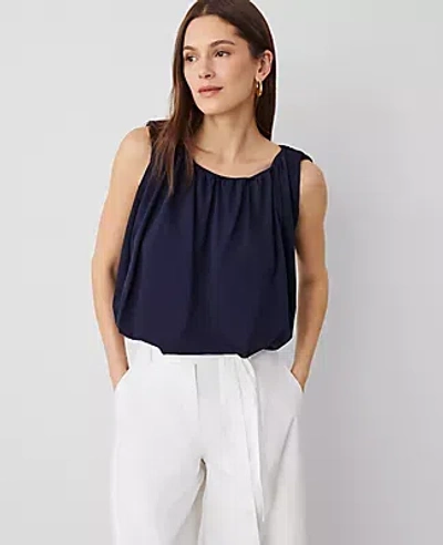 Ann Taylor Gathered Bubble Hem Top In Night Sky