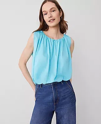 Ann Taylor Gathered Bubble Hem Top In Sea Isle