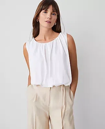 Ann Taylor Gathered Bubble Hem Top In White