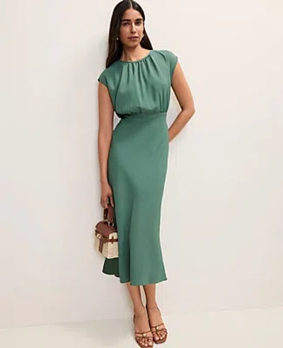 Ann Taylor Gathered Midi Dress In Green