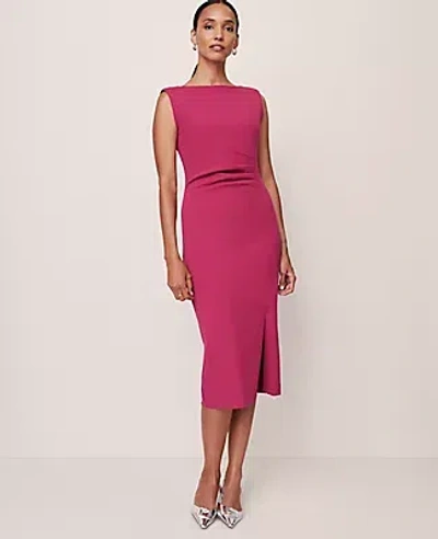 Ann Taylor Gathered Midi Sheath Dress In Purple