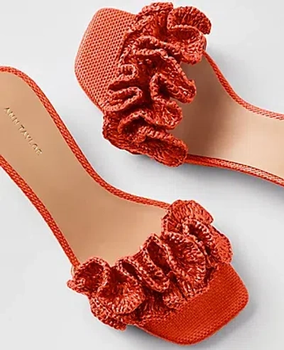 Ann Taylor Gathered Straw Kitten Heel Sandal In Red