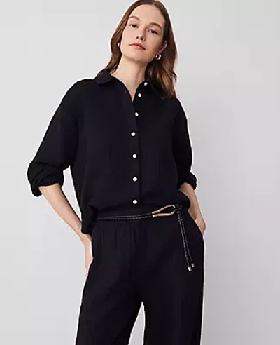 Ann Taylor Gauze Oversized Blouse In Black